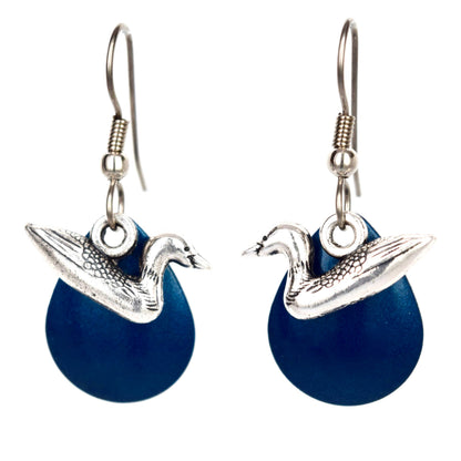 Deep Blue Loon Earrings Lake Mountain Jewelry Handmade