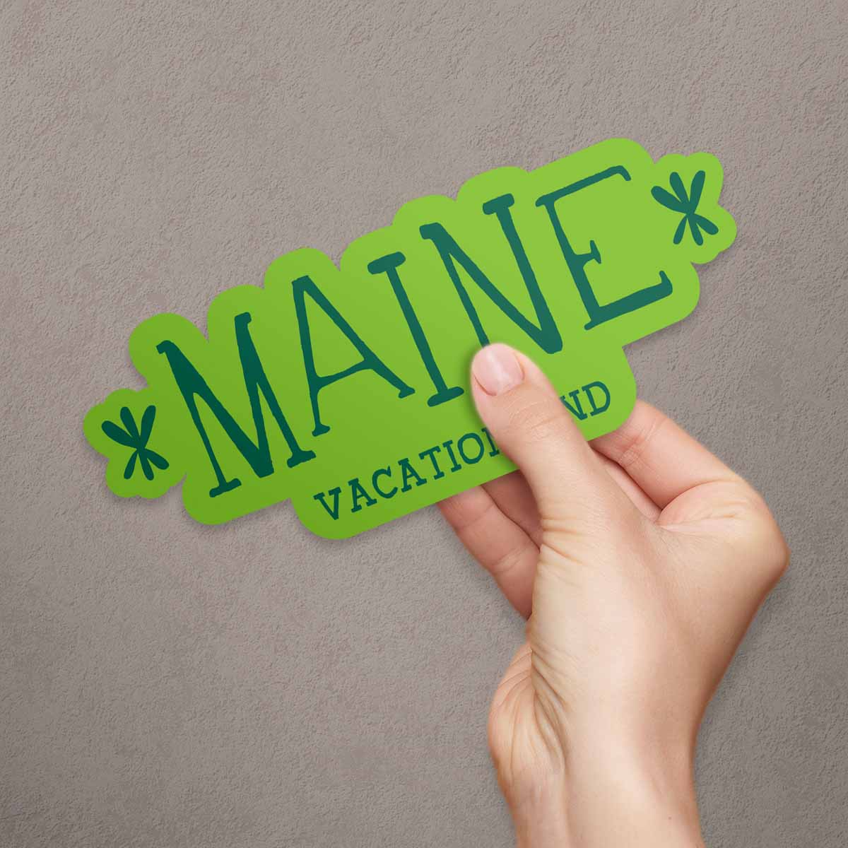 Vacationland Maine Funky Font Large Vinyl Bumper Sticker