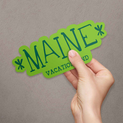Vacationland Maine Funky Font Large Vinyl Bumper Sticker