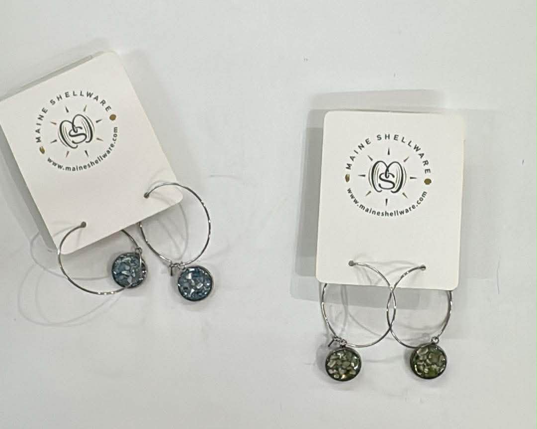 Maine Shellware Wire Hoop & Charm Earring