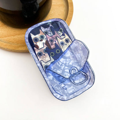 Sardine Can Hair Claw Clip with Cat Design