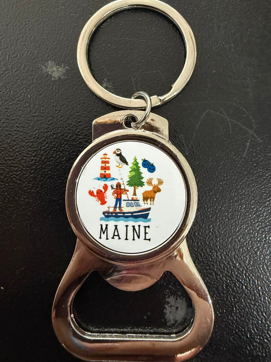 Maine themed keychain with bottle opener