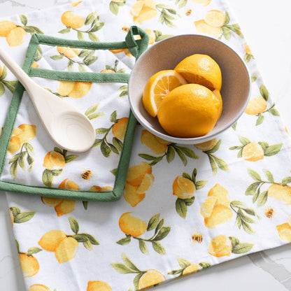 3 Piece Lemon Tree Kitchen Tea Towel & Pot Holder Set