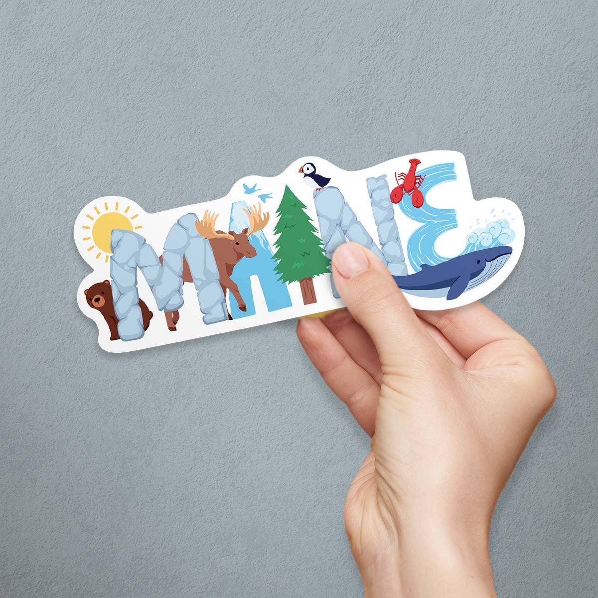 Maine Whimsical Animals Vinyl Bumper Sticker