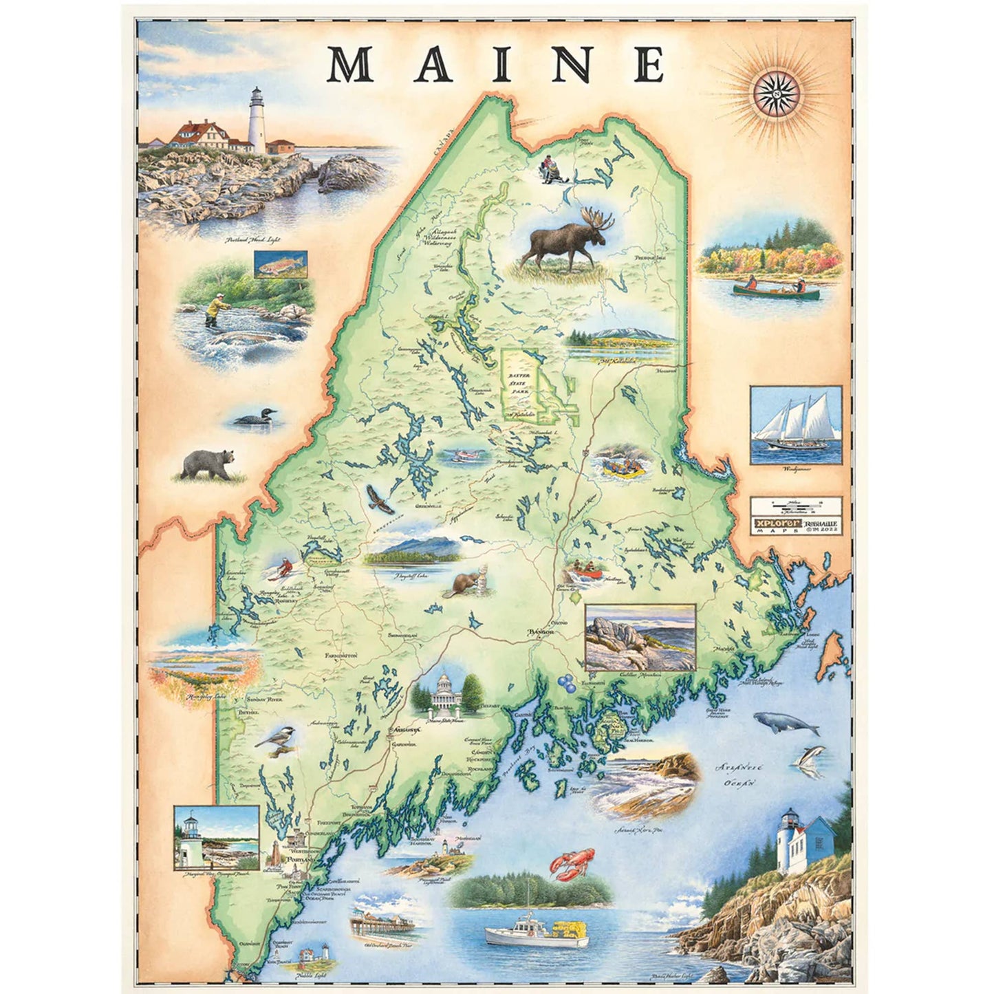 Maine State Hand-Drawn Map