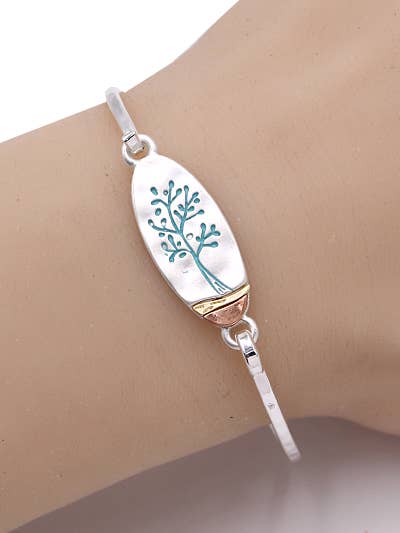 Matte Turquoise Tree of Life 3-Tone Oval Casting