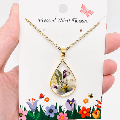 Genuine Pressed Dried Flower Floral Charm Necklace
