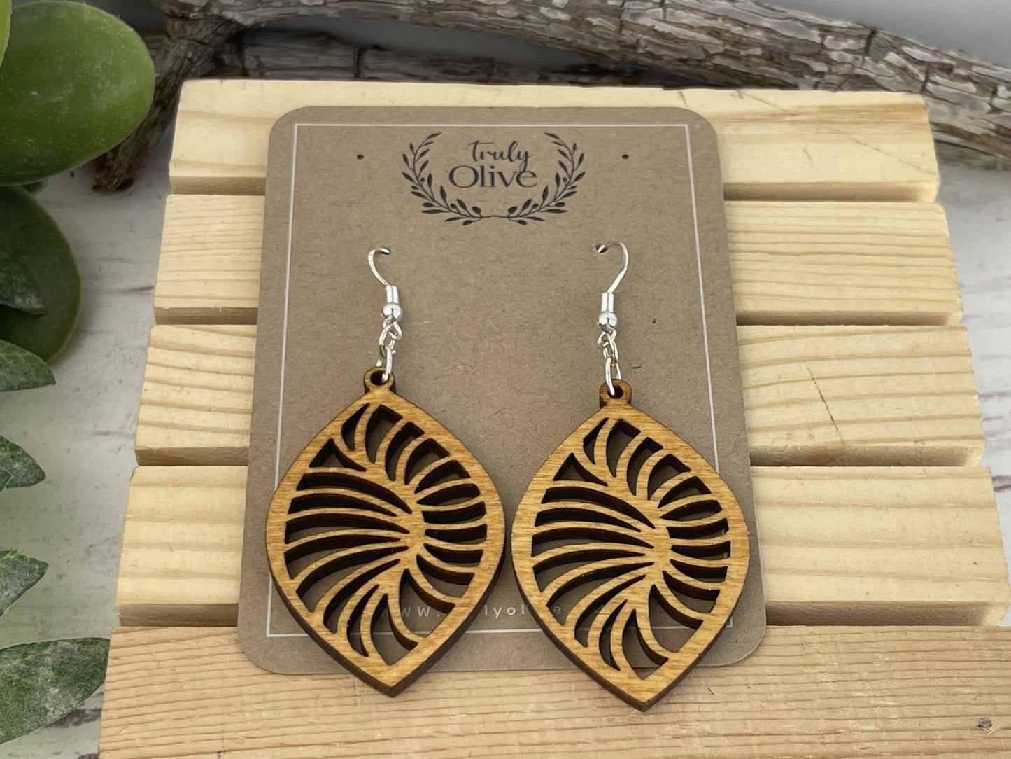Stylish Geometric Wood Earrings