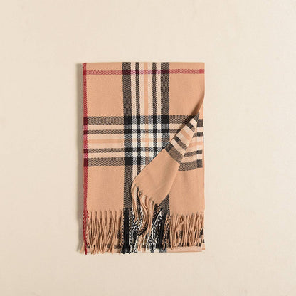 Plaid Faux Cashmere Scarf -
