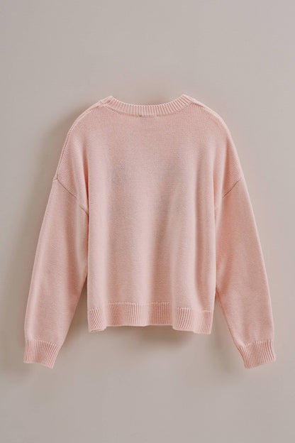Graphic Oversized Drop-Shoulder Knit Sweater
