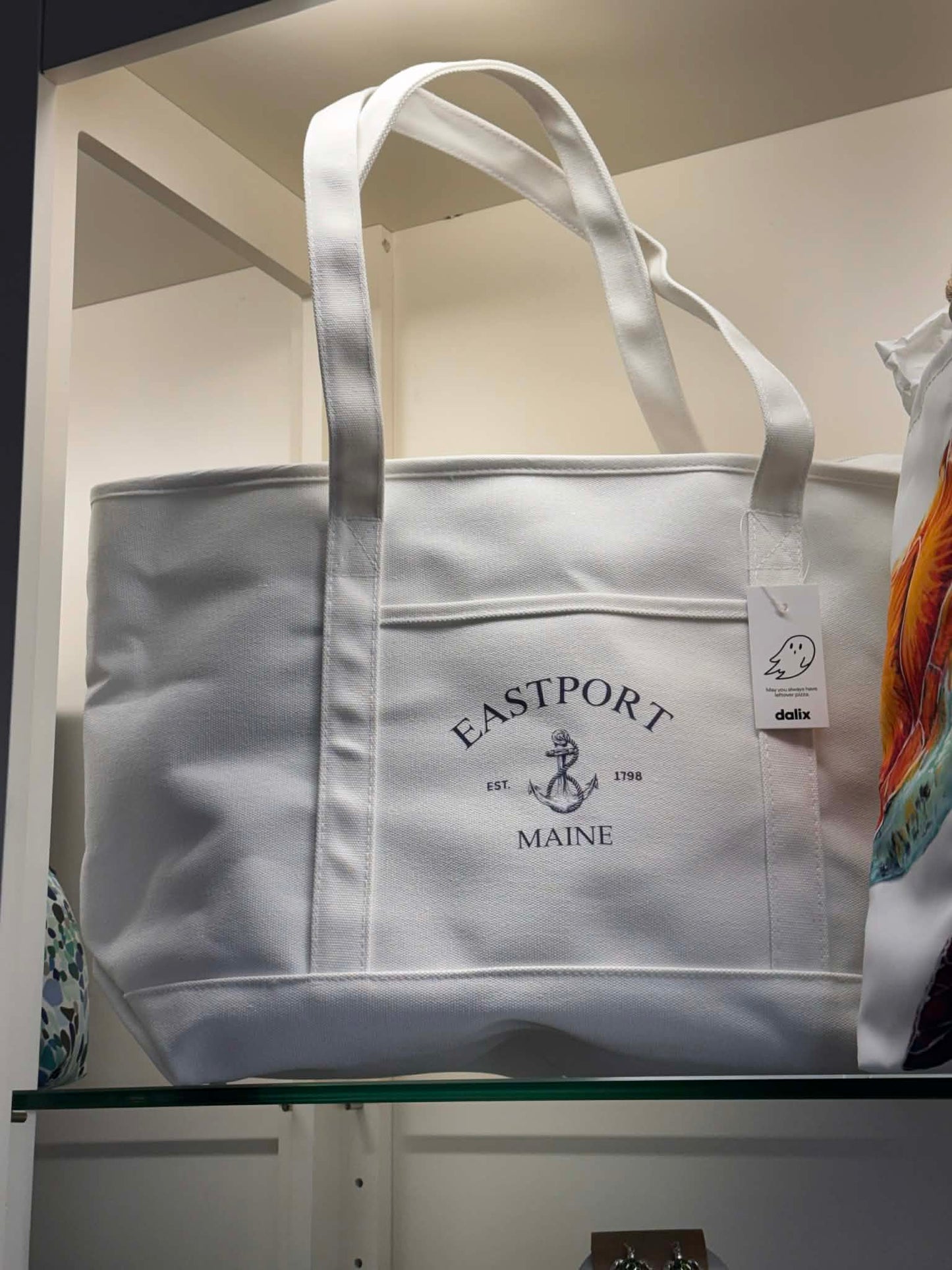 Large white Maine Tote bags