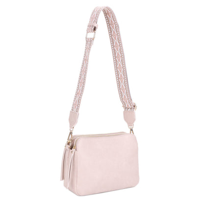 Mila 3 Compartment Crossbody Bag With Guitar Strap