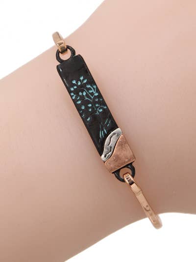 Patina Tree of Life Antique Rectangle Bangle