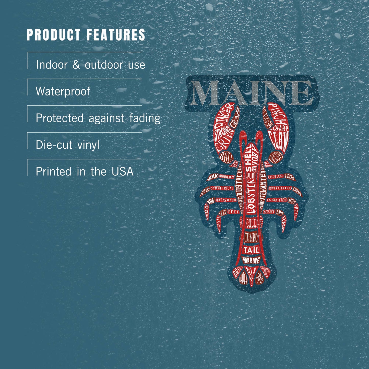 STICKERS Maine, Red Lobster, Typography