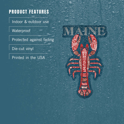 STICKERS Maine, Red Lobster, Typography