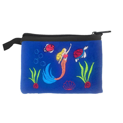 Embroidered Mermaid Sea Life Coin Purse