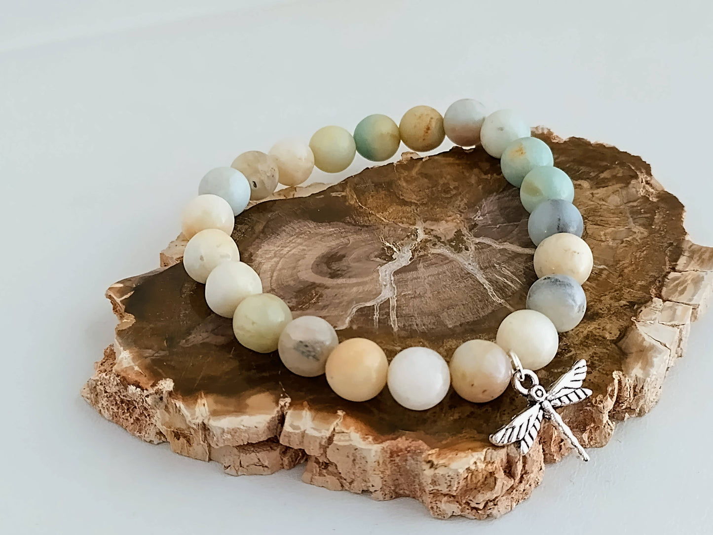 Dragonfly Bracelet, Washed Stone Bracelet, Summer Bracelet