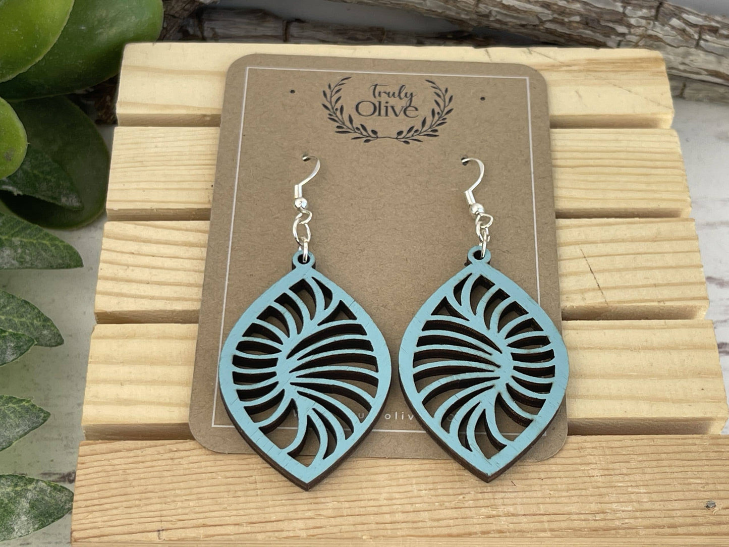 Stylish Geometric Wood Earrings