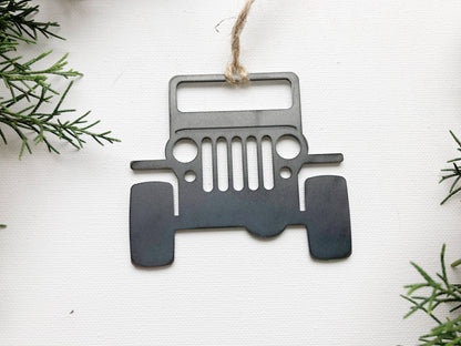 4x4 Offroad Truck Rustic Raw Steel Ornament