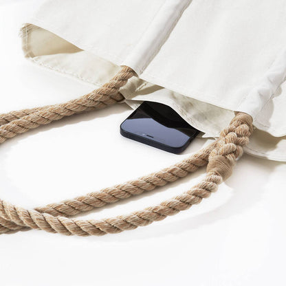 Breton Stripe White Anchor Medium Tote