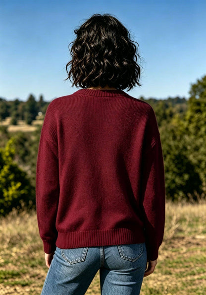 Red Claw lobster jacquard knit sweater fall winter pullover