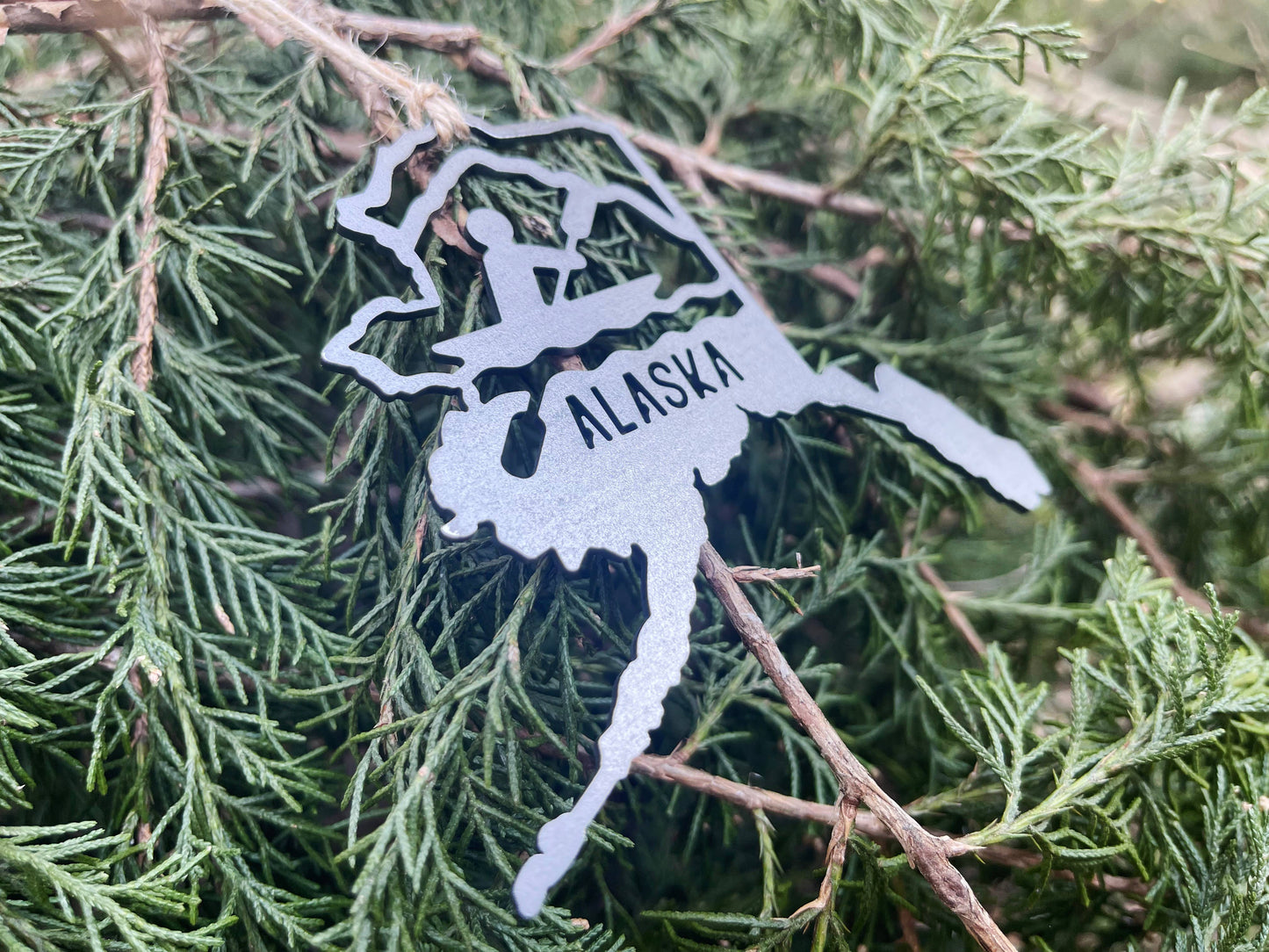 Maine Kayak Raw Steel Ornament