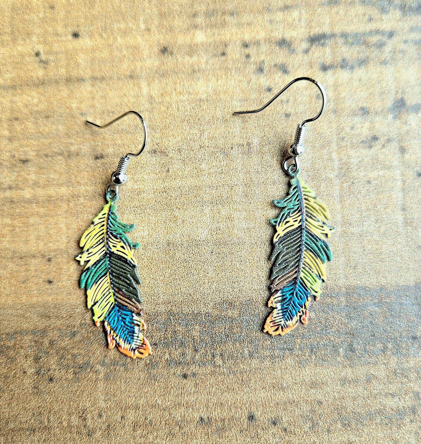 Colorful Peacock Feather Earrings