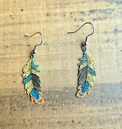 Colorful Peacock Feather Earrings