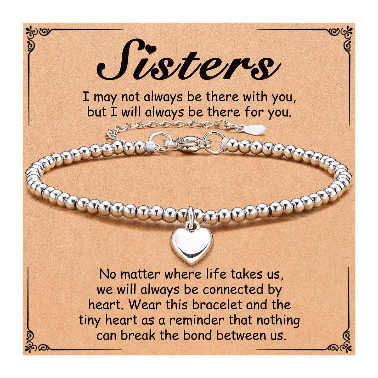 Heart Charm Stainless Steel Bracelet with Blessing Cards