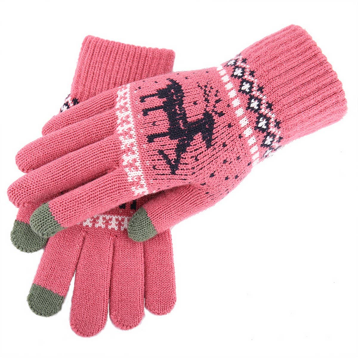 Reindeer  KNITTED WARM TOUCH SCREEN GLOVES