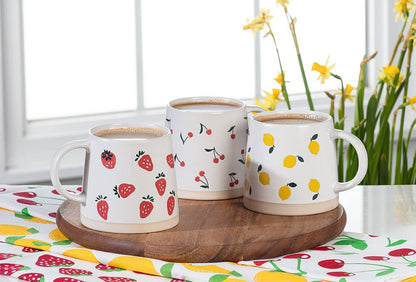 Wide Base Mug with Cherries-3.5"H(14oz)