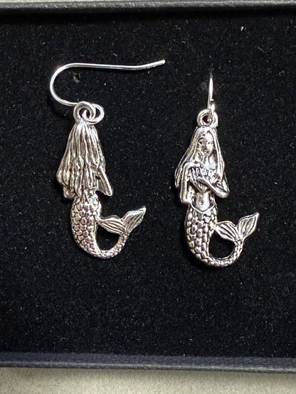 3D Mermaid Metal Dangle Earrings