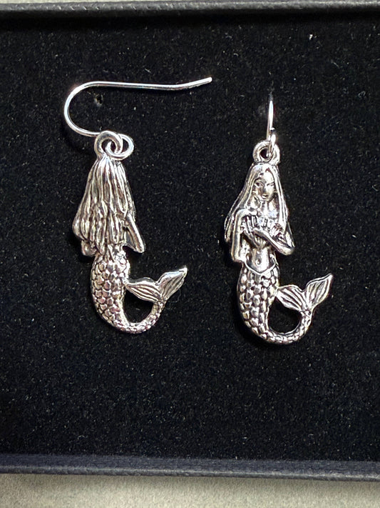 3D Mermaid Metal Dangle Earrings