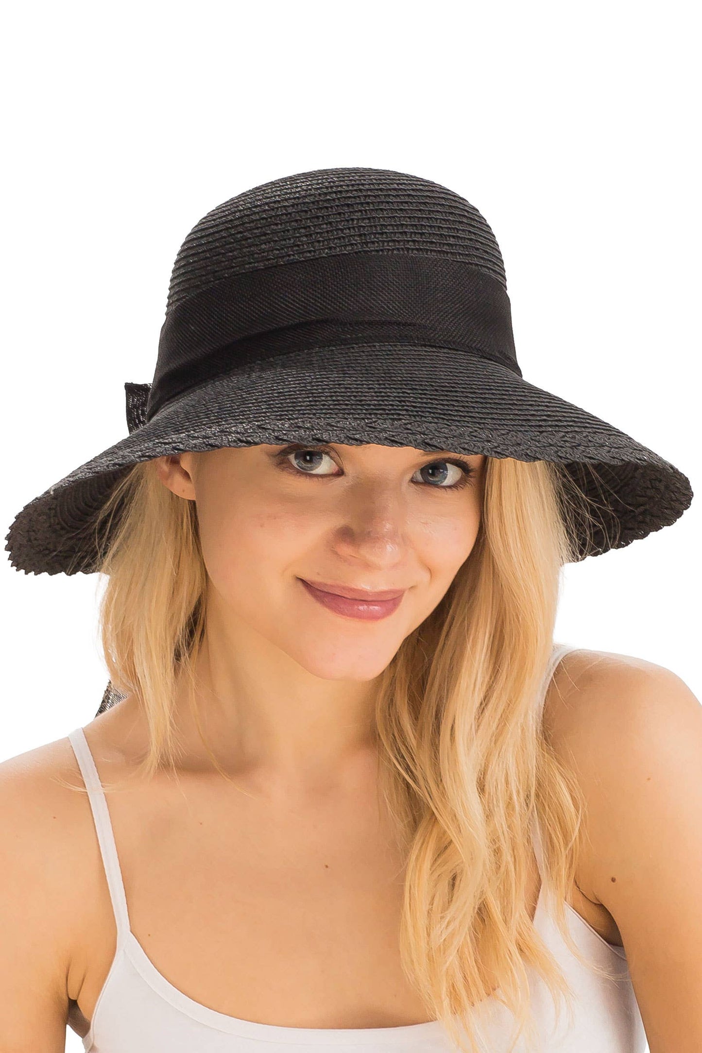 Burlap Ribbon Scallop Derby Sun Hat with Chin Strap
