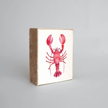 Watercolor Lobster Decorative Wooden Block