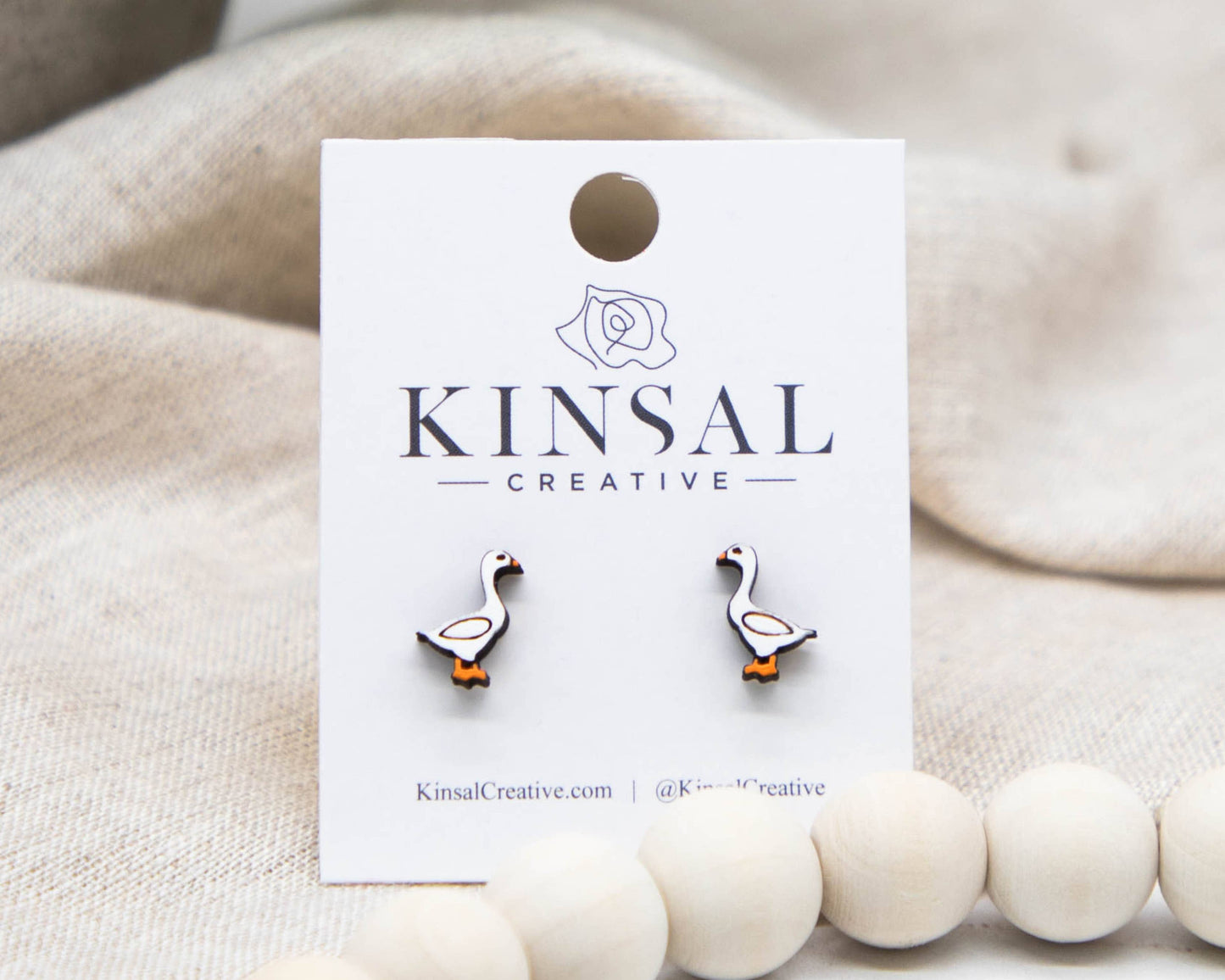 Goose  Wood Stud Earrings