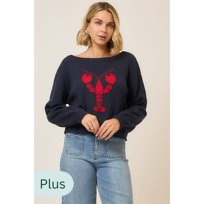 Boatneck Knit Lobster Sweater