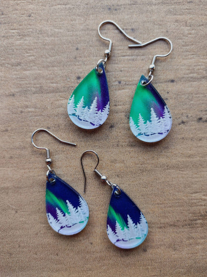 Northern Lights Winter Trees Earrings