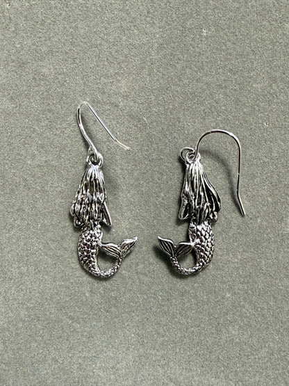 3D Mermaid Metal Dangle Earrings