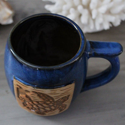 Sea Turtle Blue Glazed Stoneware Mug