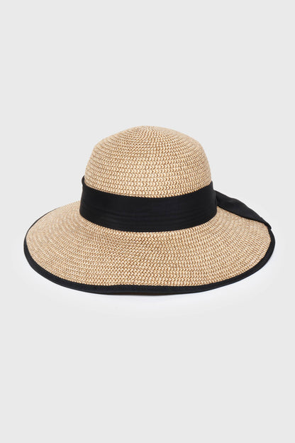 Marled Straw Sun Hat with Band Detail