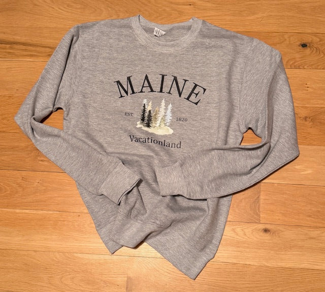 Gray Maine Vacationland Crewneck