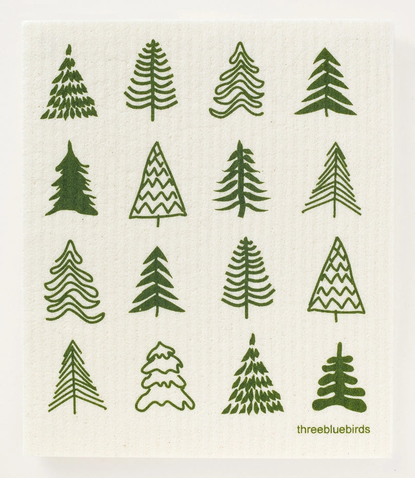 Maine Trees Swedish Dishcloth