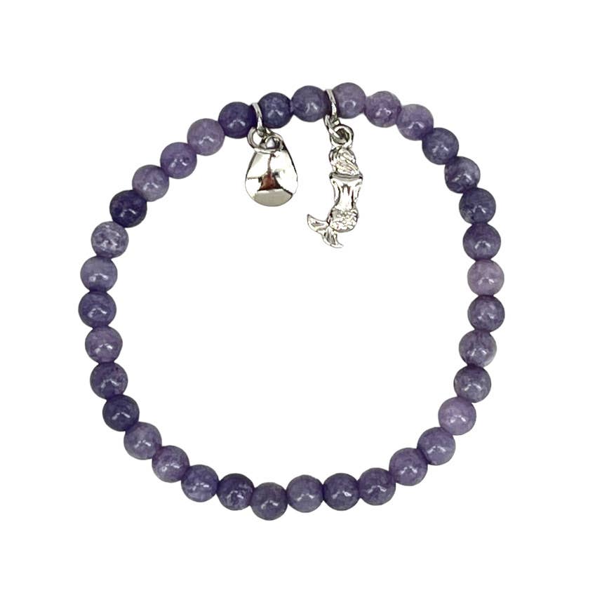 Lavender Purple Tone Bead Mermaid Bracelet Beach Jewelry USA