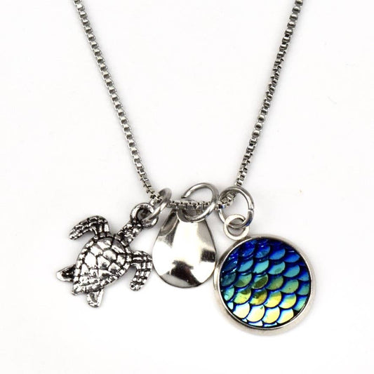 Emerald Button W/ Turtle Necklace