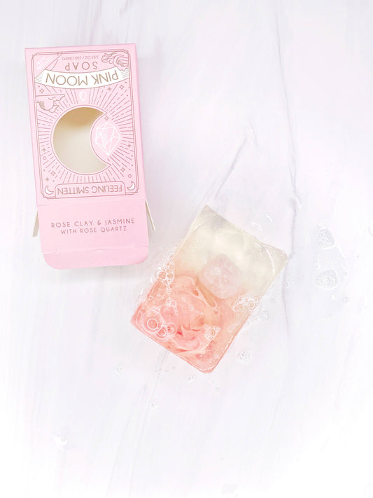 Pink Moon Soap with Rose Quartz Inside