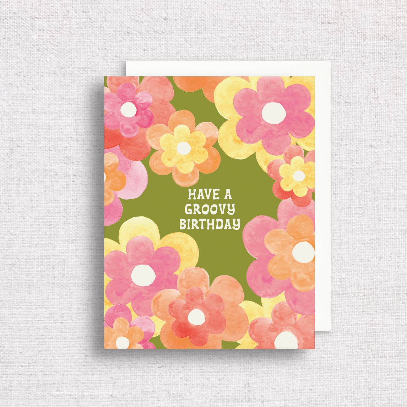 Have a Groovy Birthday Greeting Card | 70s Retro Flowers