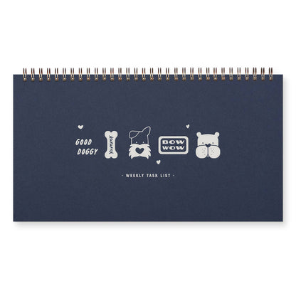 Bow Wow Dog Weekly Planner - Deep Blue: Deep Blue Cover | White Ink