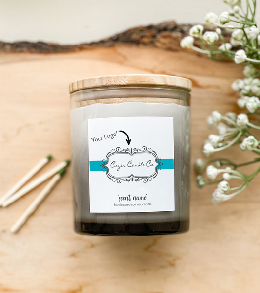 11 oz. Grey Ombre Candle Jar - Your Logo | CUSTOM!: Cranberry Coconut
