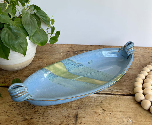Fish Baker Ceramic Baking Dish Serving Platter: Blue